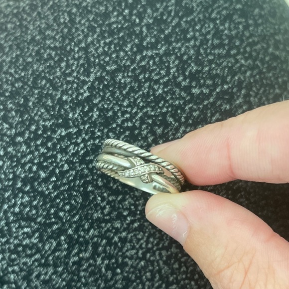 David Yurman X ring with diamonds - Picture 6 of 6